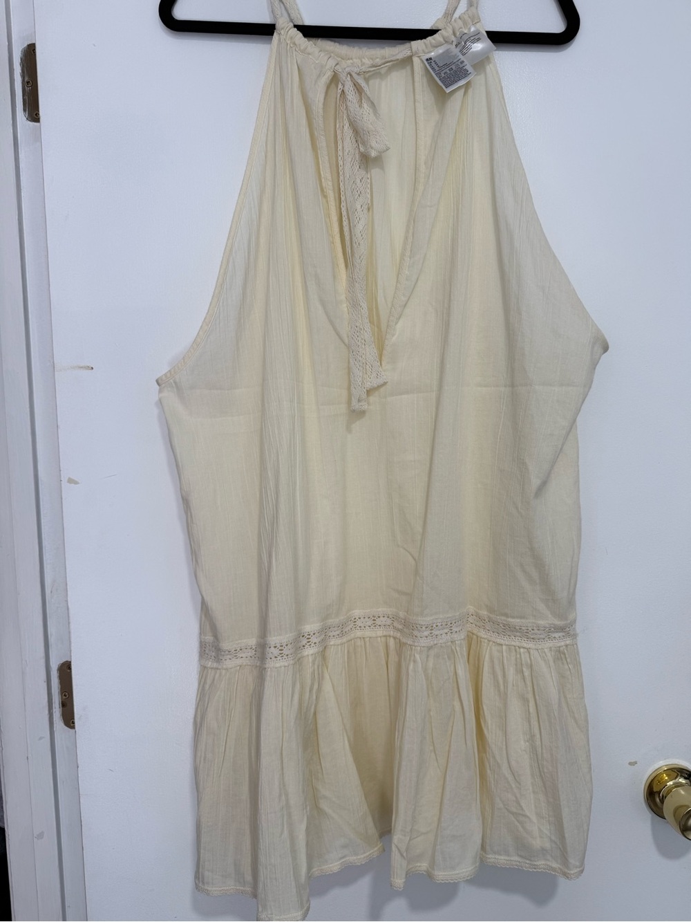 H&M Light Cream Halter Tiered Cotton Chemise